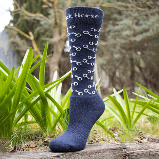 Black Horse Wool Socks - Navy/Cream Bits