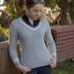 Pippa Cotton Cable Knit Sweater - Pale Grey