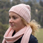 Cable Knit Thin Scarf - Pink