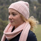 Thin Cable Knit Beanie - Pink