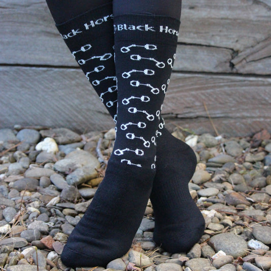 Black Horse Wool Socks - Black/Cream Bits